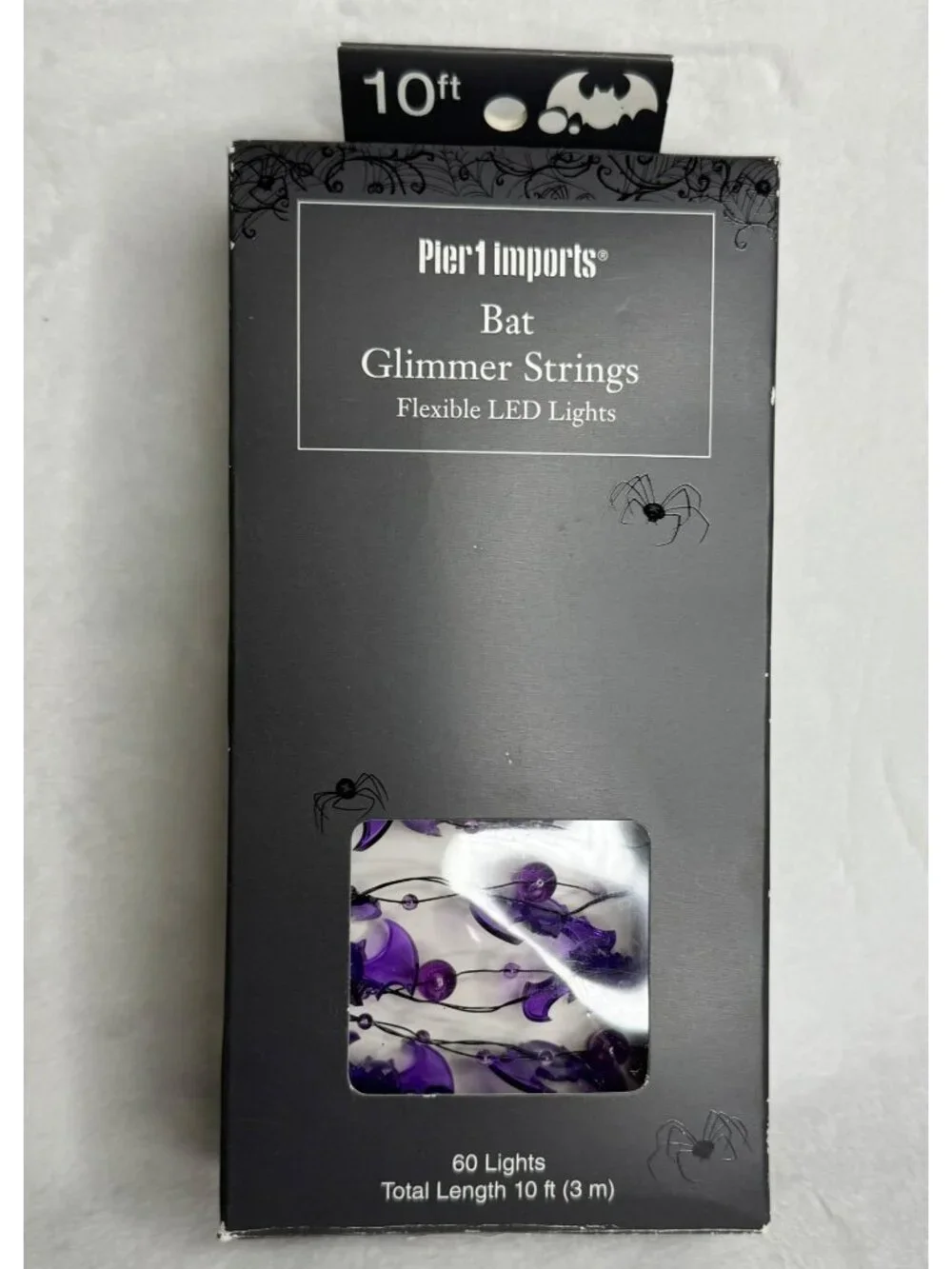 Pier 1 Imports Bat Glimmer Strings Flexible LED Lights 10ft 60 Lights Halloween